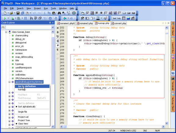 PHP Code navigation with PHP Designer